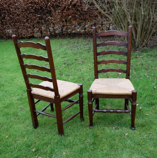 SET OF 4 OAK LADDERBACK DINING KITCHEN CHAIRS - ADDITIONAL PHOTO 8