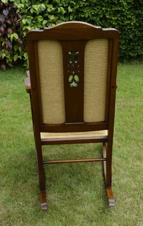 EDWARDIAN MAHOGANY INLAID ROCKING CHAIR - ADDITIONAL PHOTO 24