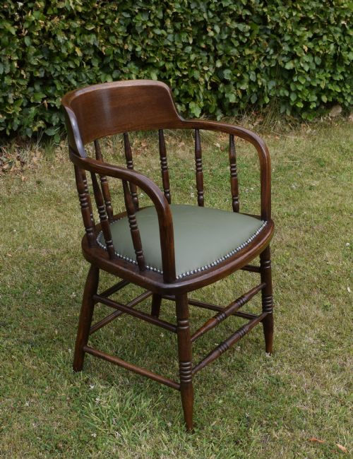 EARLY 20TH CENTURY OAK DESK CHAIR CAPTAIN'S CHAIR - ADDITIONAL PHOTO 4