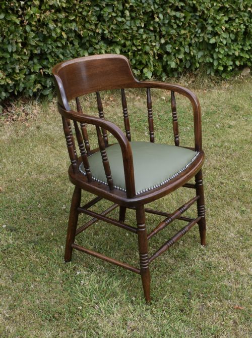 EARLY 20TH CENTURY OAK DESK CHAIR CAPTAIN'S CHAIR - ADDITIONAL PHOTO 10