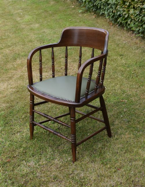 EARLY 20TH CENTURY OAK DESK CHAIR CAPTAIN'S CHAIR - ADDITIONAL PHOTO 12