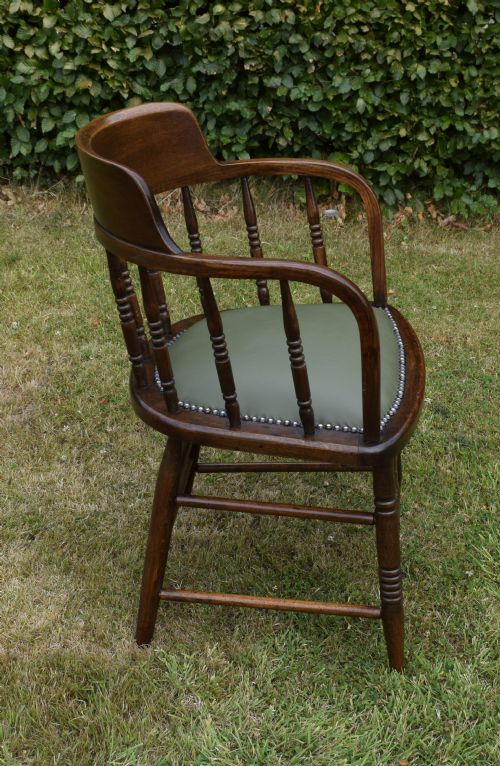EARLY 20TH CENTURY OAK DESK CHAIR CAPTAIN'S CHAIR - ADDITIONAL PHOTO 15