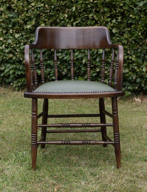EARLY 20TH CENTURY OAK DESK CHAIR CAPTAIN'S CHAIR - ADDITIONAL PHOTO 18