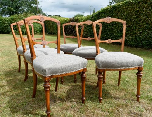 SET OF 6 VICTORIAN WALNUT INLAID DINING CHAIRS - ADDITIONAL PHOTO 12