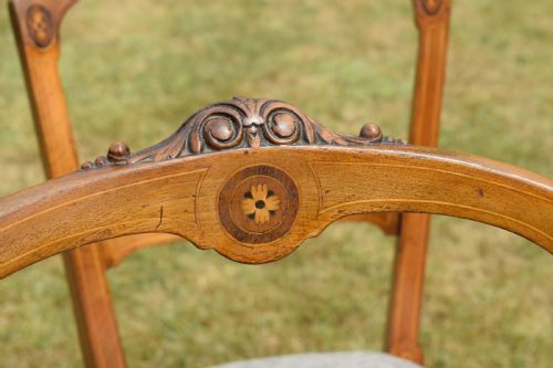 SET OF 6 VICTORIAN WALNUT INLAID DINING CHAIRS - ADDITIONAL PHOTO 14
