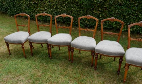 SET OF 6 VICTORIAN WALNUT INLAID DINING CHAIRS - ADDITIONAL PHOTO 19