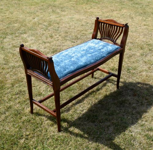 late victorian walnut window seat - CATEGORY: ANTIQUE STOOLS - DATED 1890
