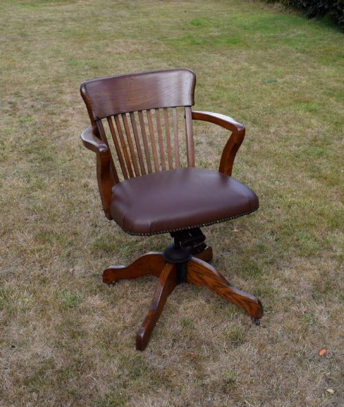 EDWARDIAN OAK SWIVEL DESK CHAIR - ADDITIONAL PHOTO 1