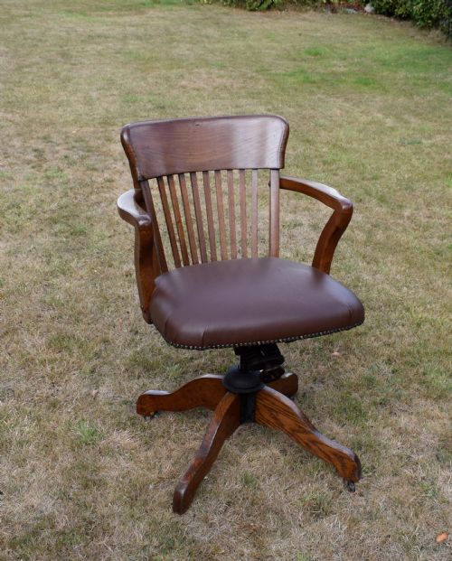EDWARDIAN OAK SWIVEL DESK CHAIR - ADDITIONAL PHOTO 2