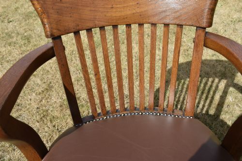 EDWARDIAN OAK SWIVEL DESK CHAIR - ADDITIONAL PHOTO 9
