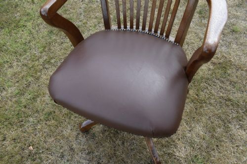EDWARDIAN OAK SWIVEL DESK CHAIR - ADDITIONAL PHOTO 14