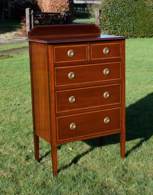 EDWARDIAN MAHOGANY INLAID CHEST OF DRAWERS - ADDITIONAL PHOTO 1