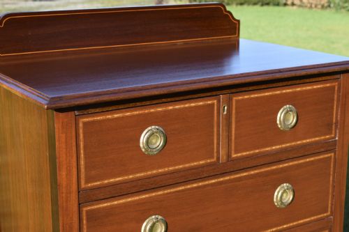 EDWARDIAN MAHOGANY INLAID CHEST OF DRAWERS - ADDITIONAL PHOTO 6
