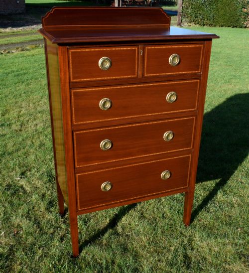 EDWARDIAN MAHOGANY INLAID CHEST OF DRAWERS - ADDITIONAL PHOTO 7
