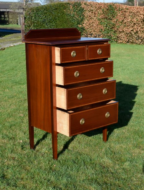 EDWARDIAN MAHOGANY INLAID CHEST OF DRAWERS - ADDITIONAL PHOTO 9
