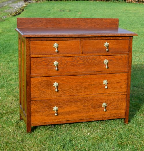 ARTS CRAFTS OAK CHEST OF DRAWERS - ADDITIONAL PHOTO 4
