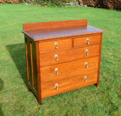 ARTS CRAFTS OAK CHEST OF DRAWERS - ADDITIONAL PHOTO 13