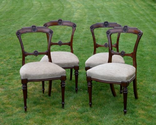 SET OF 4 VICTORIAN WALNUT DINING CHAIRS - ADDITIONAL PHOTO 1
