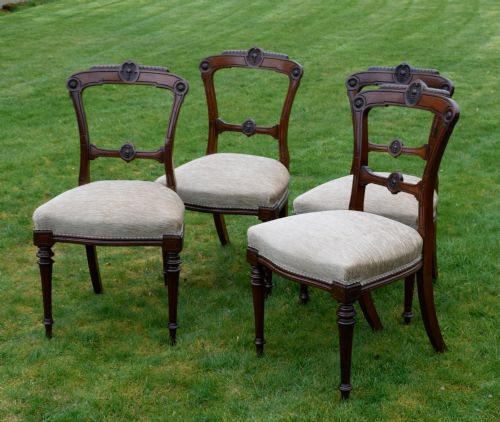 SET OF 4 VICTORIAN WALNUT DINING CHAIRS - ADDITIONAL PHOTO 2