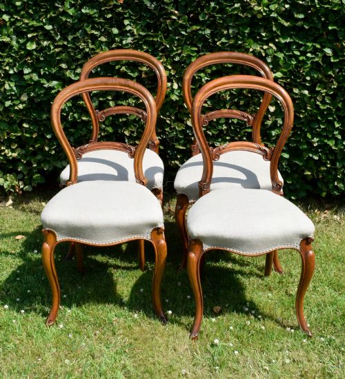 SET OF 4 VICTORIAN WALNUT DINING CHAIRS - ADDITIONAL PHOTO 7