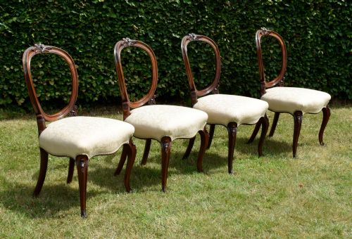 SET OF 4 VICTORIAN WALNUT DINING CHAIRS - ADDITIONAL PHOTO 3