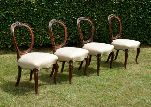 SET OF 4 VICTORIAN WALNUT DINING CHAIRS - ADDITIONAL PHOTO 4