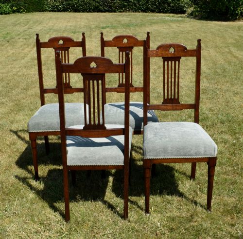 SET OF 4 ARTS CRAFTS OAK DINING CHAIRS - ADDITIONAL PHOTO 10