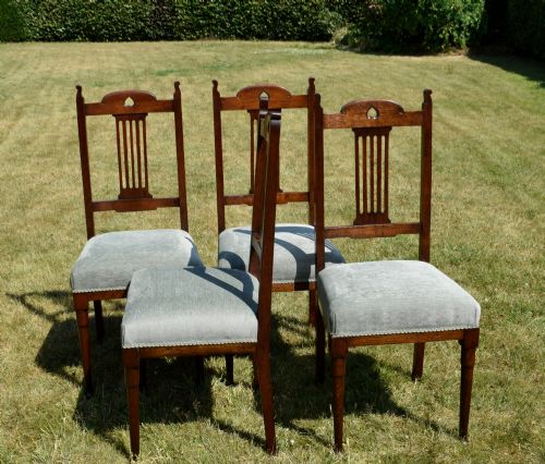 SET OF 4 ARTS CRAFTS OAK DINING CHAIRS - ADDITIONAL PHOTO 11