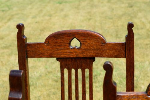 SET OF 4 ARTS CRAFTS OAK DINING CHAIRS - ADDITIONAL PHOTO 12