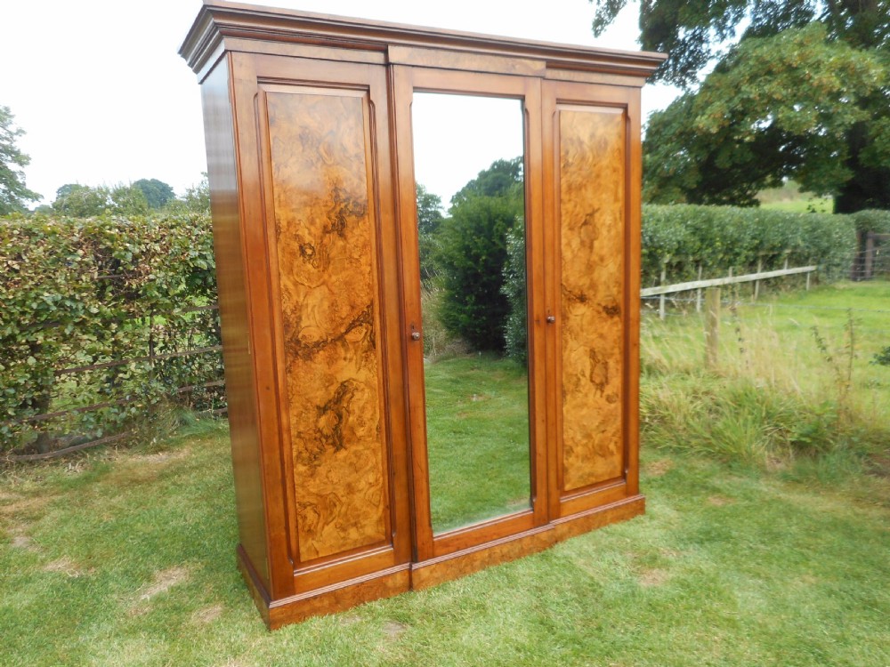 Antique Victorian Walnut 3 Door Wardrobe