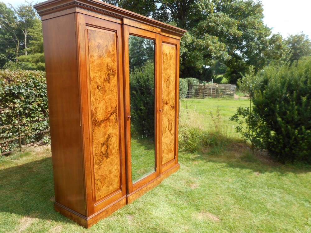 Antique Victorian Walnut 3 Door Wardrobe View X