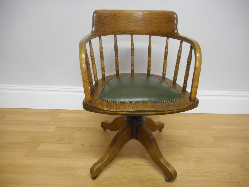 Antique Oak Office Swivel Chair