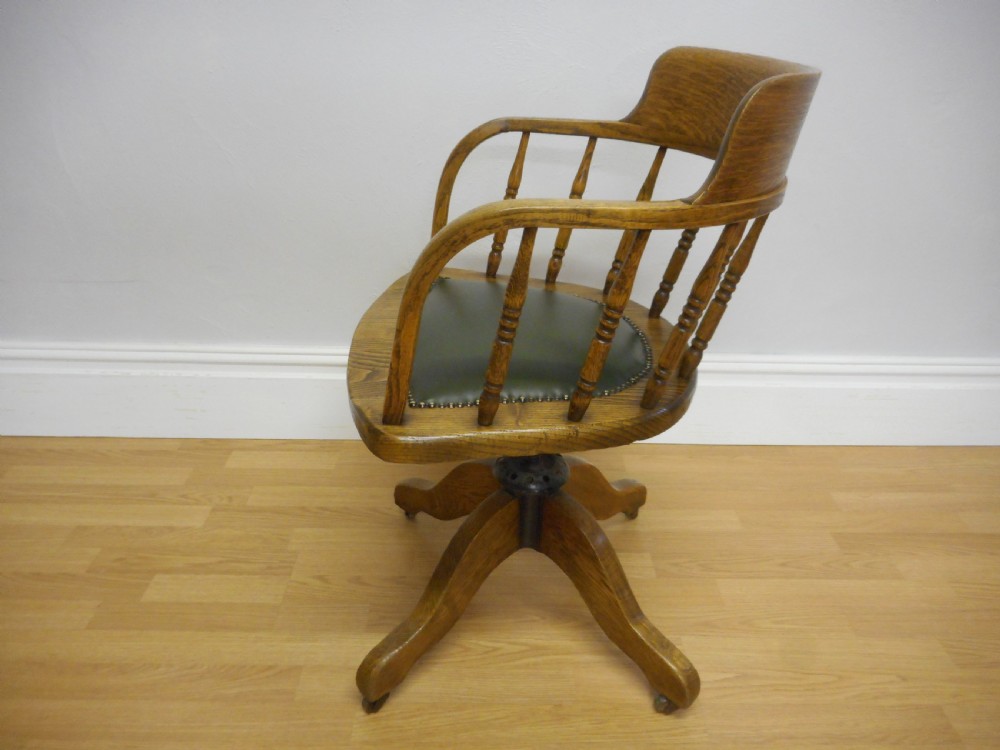 Antique Oak Office Swivel Chair View II
