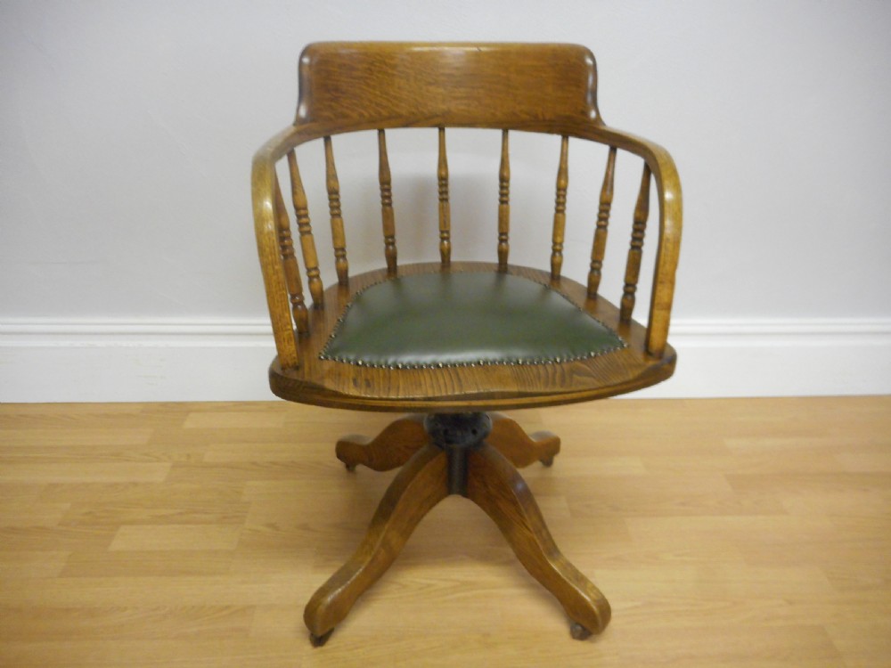 Antique Oak Office Swivel Chair View IV