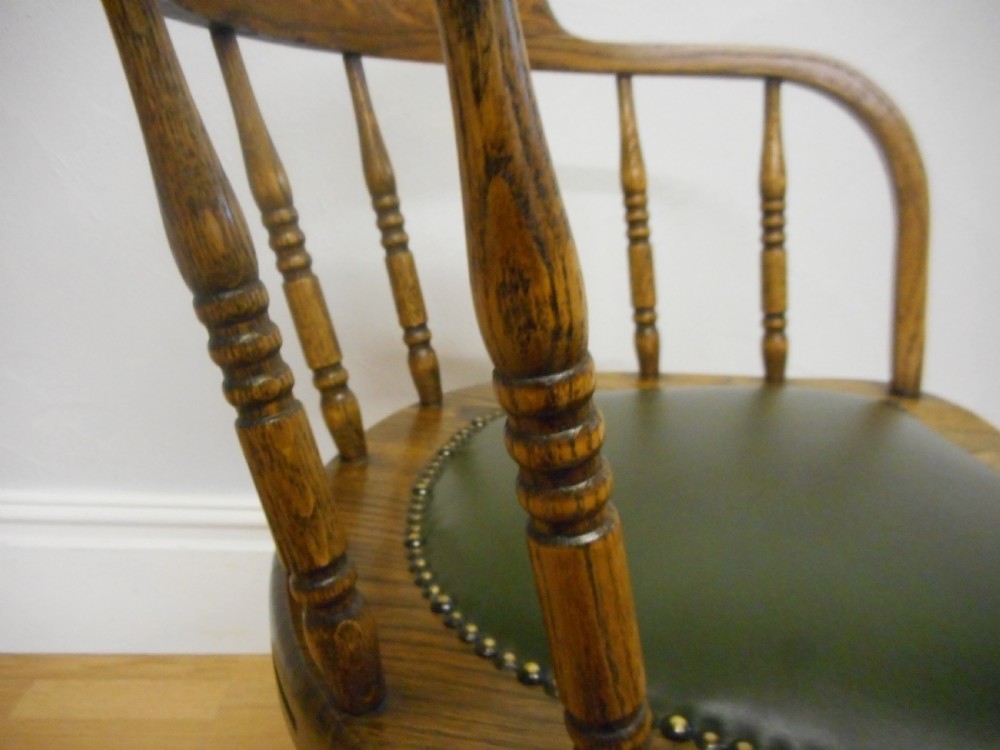 Antique Oak Office Swivel Chair View VII
