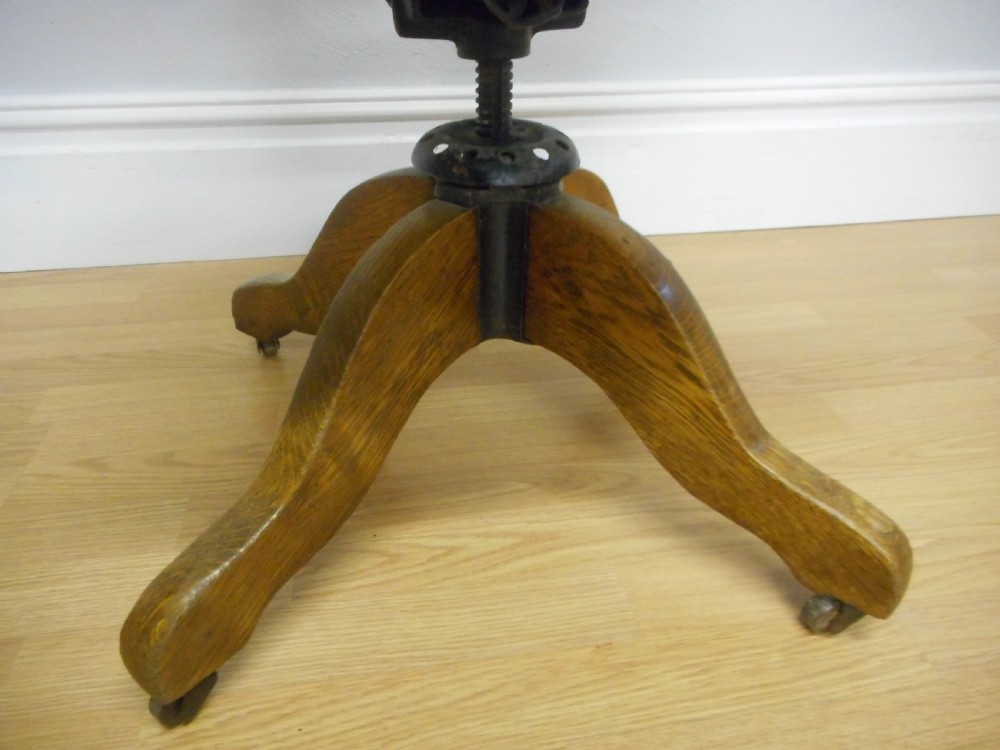 Antique Oak Office Swivel Chair View IX