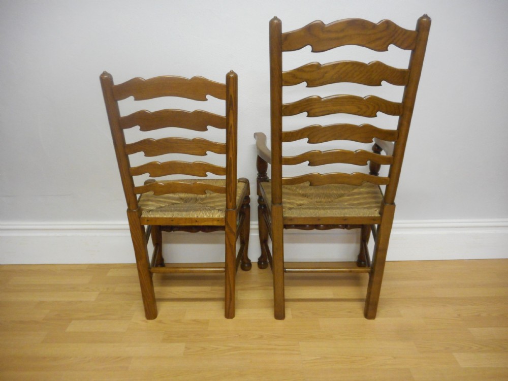 Antique 8 Ladder Back Chairs View XIV
