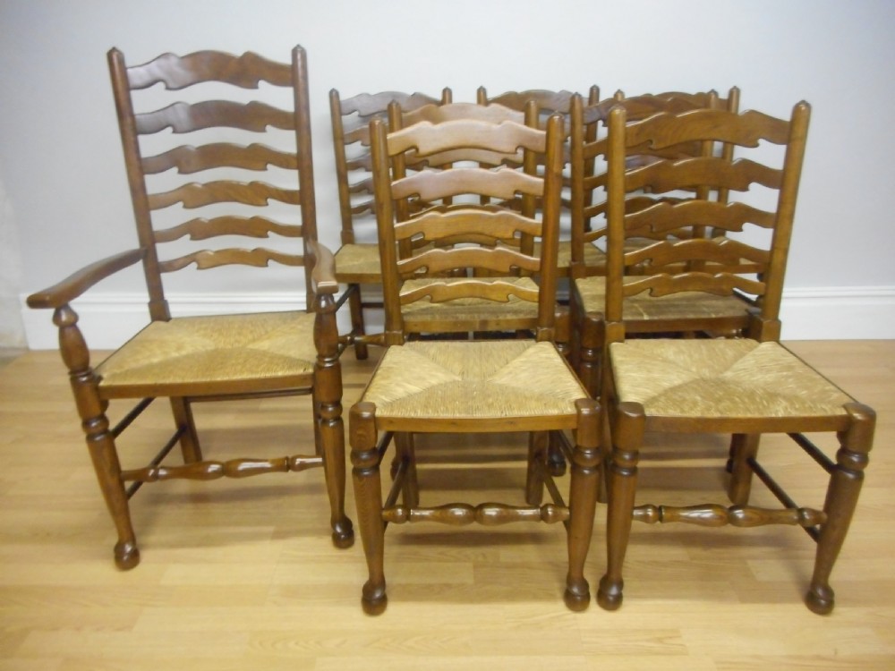 Antique 8 Ladder Back Chairs View XV
