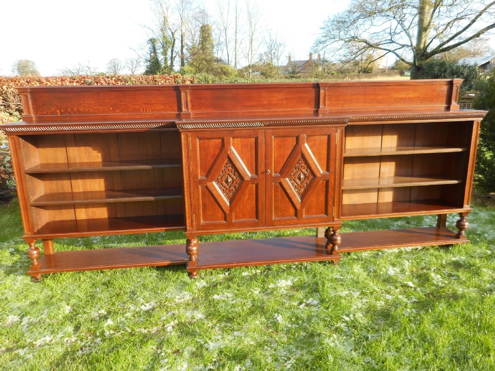 Arts & Crafts Oak Bookcase 11ft 

