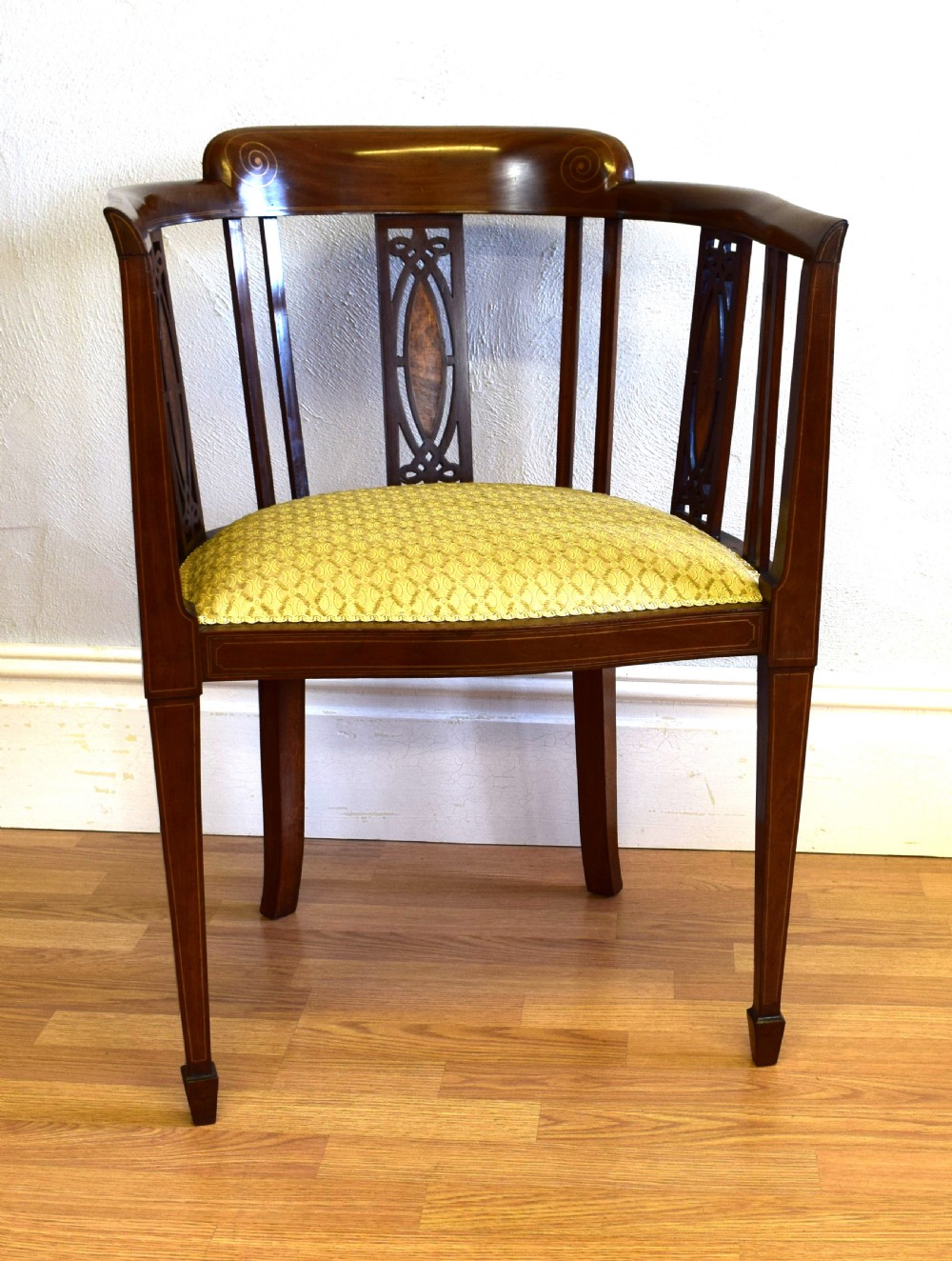 Edwardian Inlaid Tub Arm Chair View V