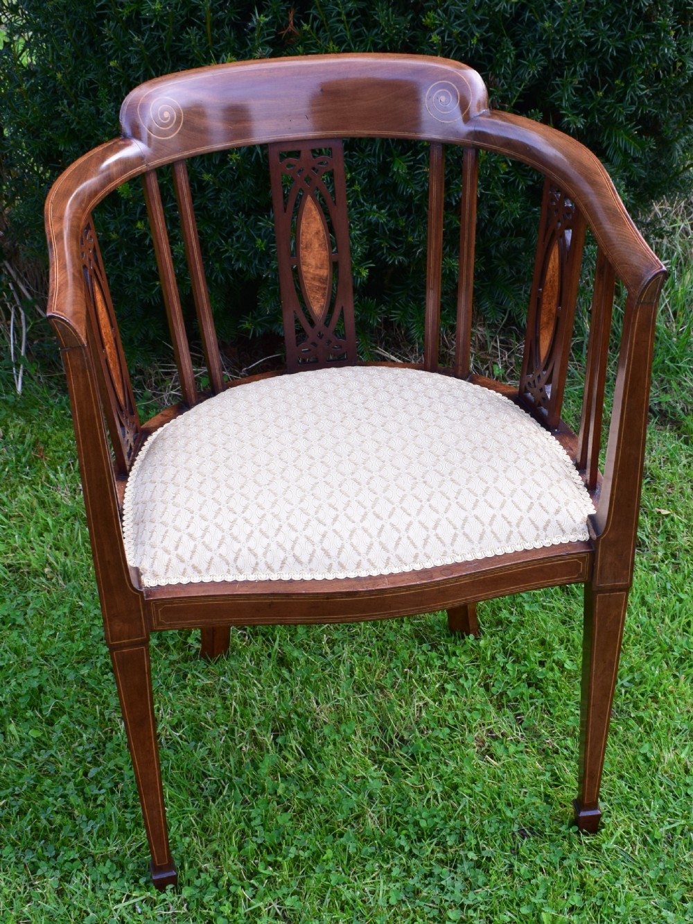 Edwardian Inlaid Tub Arm Chair View XV