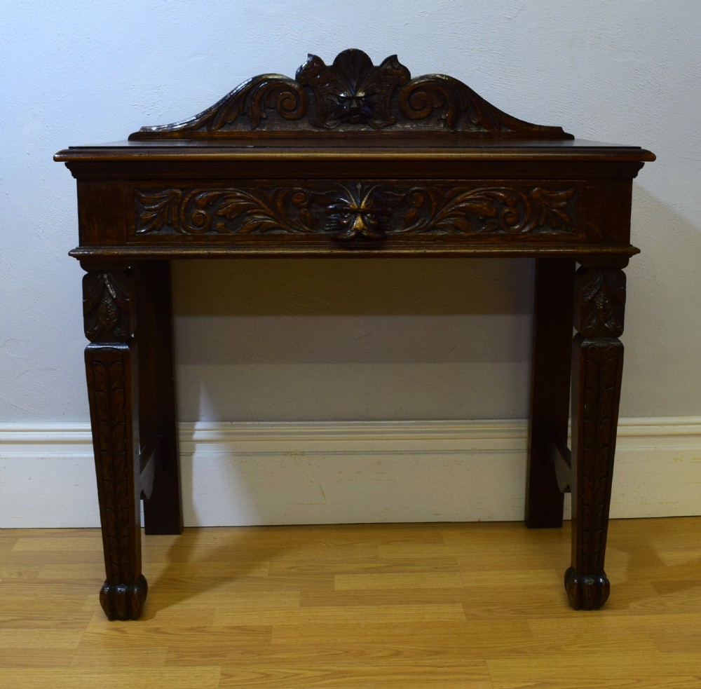 Antique Carved Oak Hall Table View II