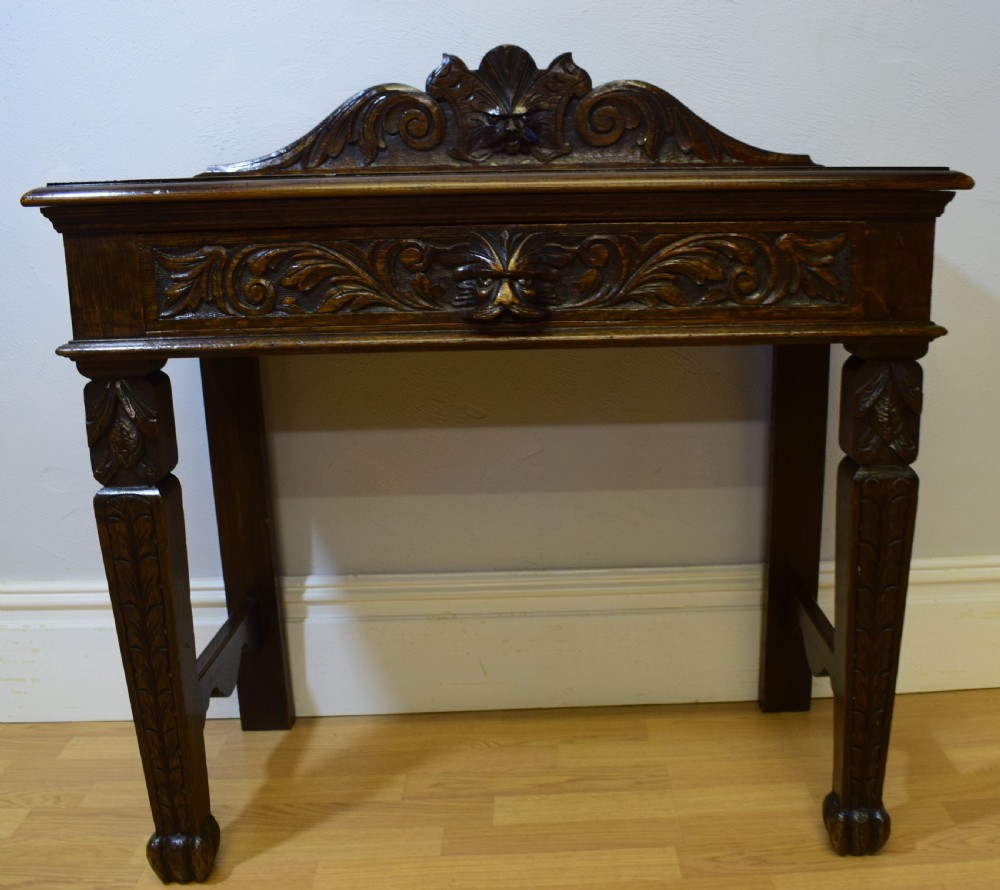 Antique Carved Oak Hall Table View IV
