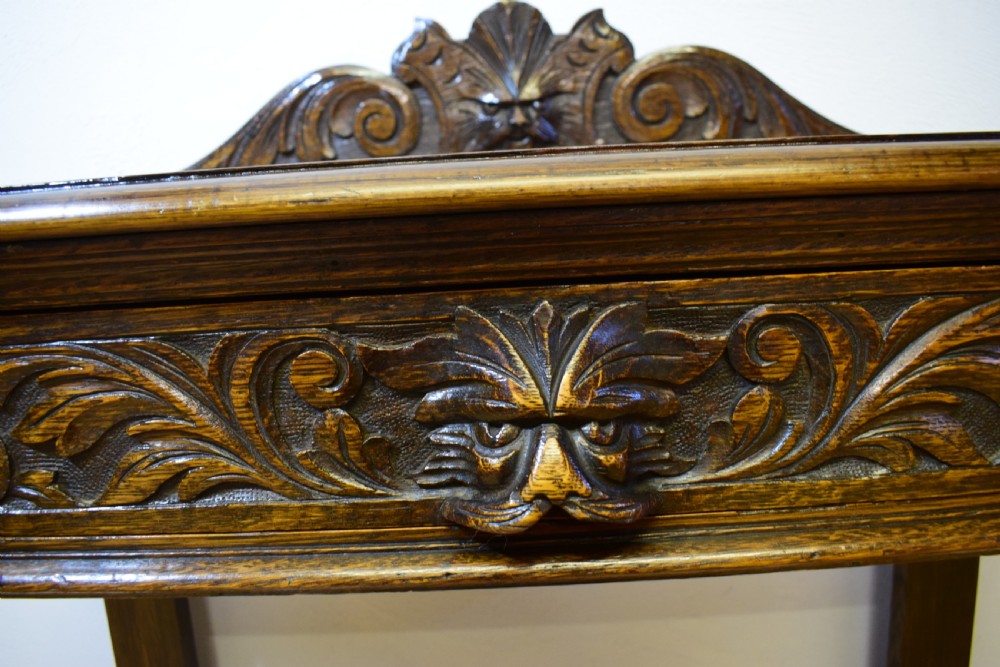 Antique Carved Oak Hall Table View V