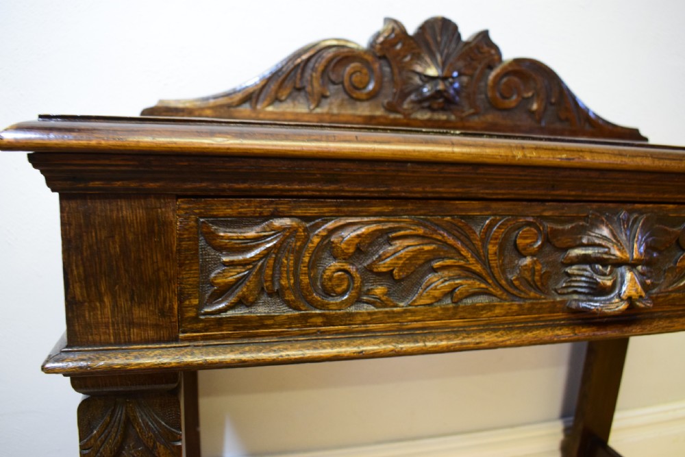 Antique Carved Oak Hall Table View VI