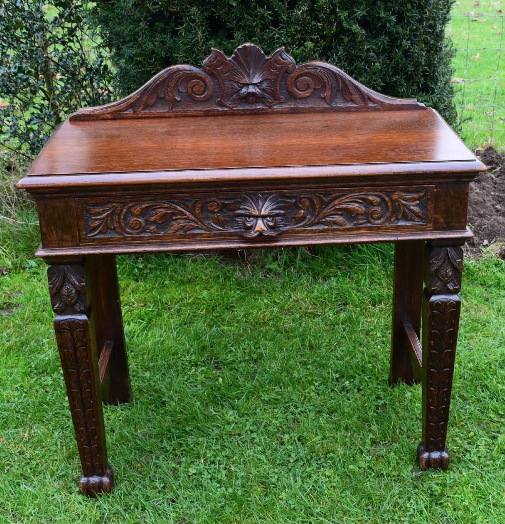 Antique Carved Oak Hall Table View XII