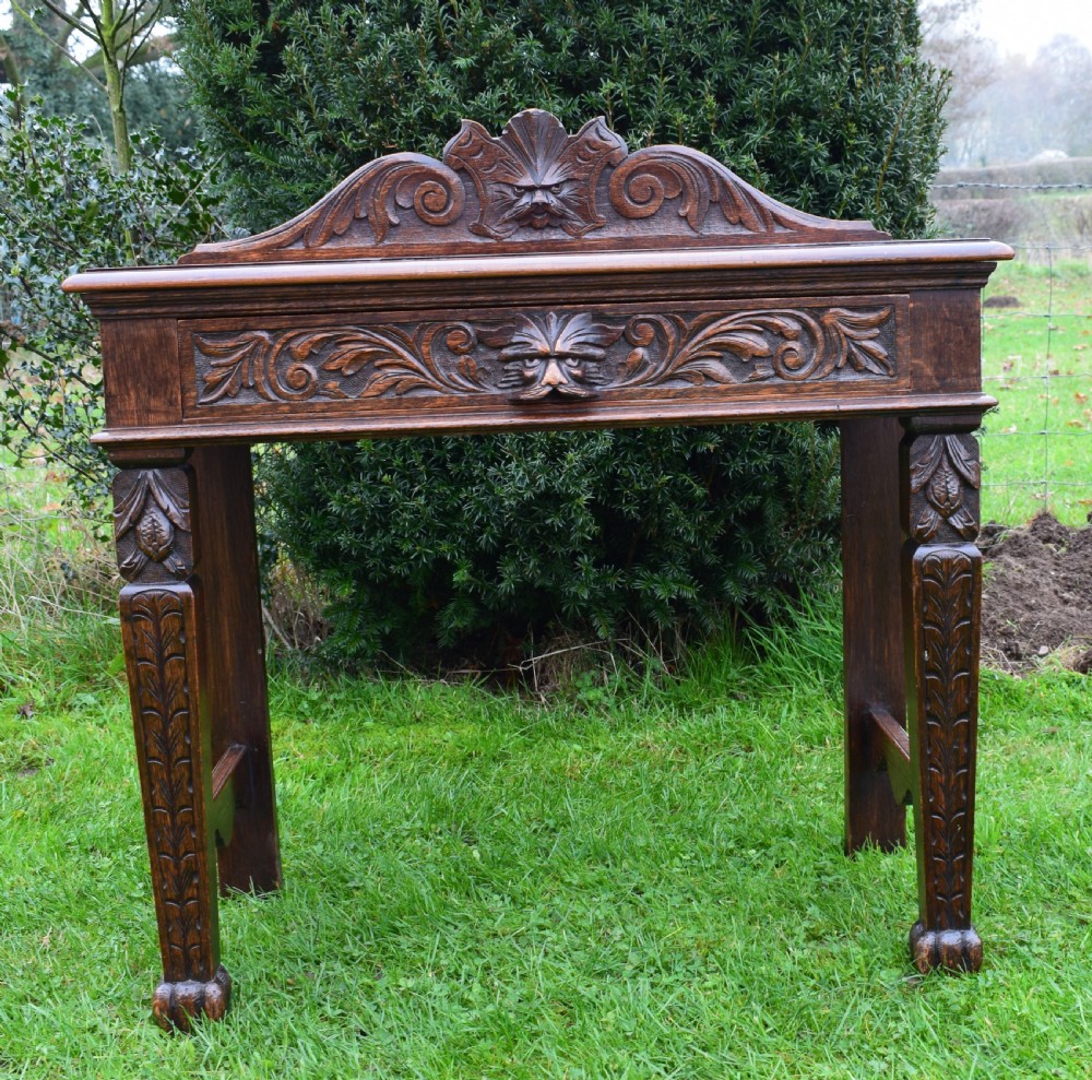 Antique Carved Oak Hall Table View XIII