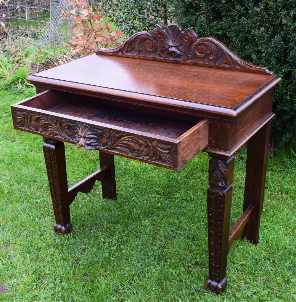 Antique Carved Oak Hall Table View XV