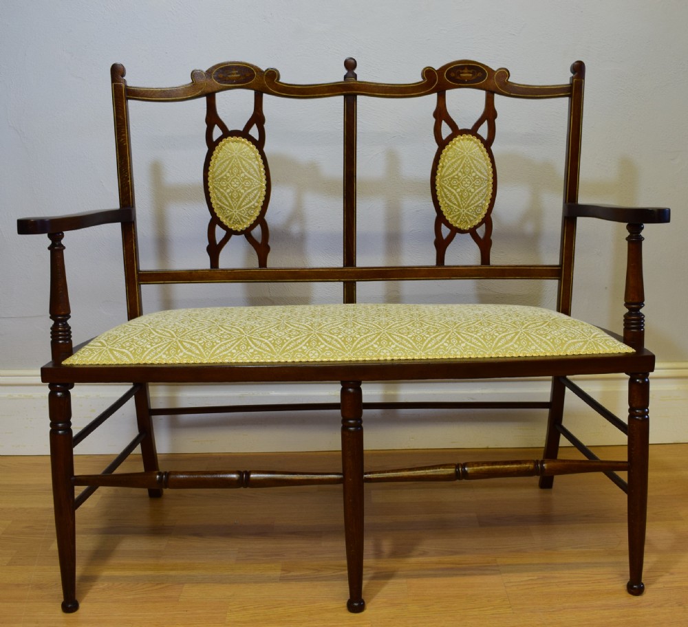 Antique Edwardian Inlaid Sofa View II