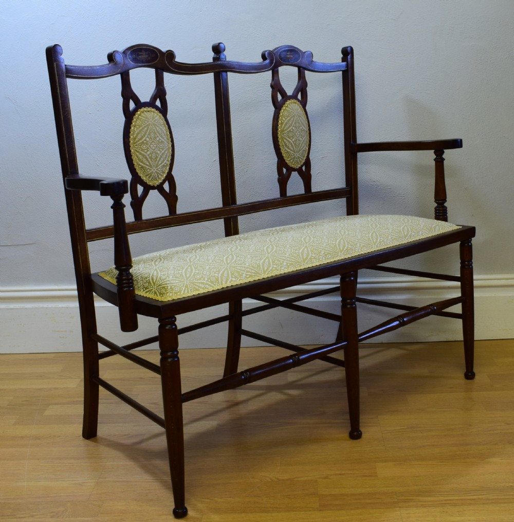 Antique Edwardian Inlaid Sofa View IX
